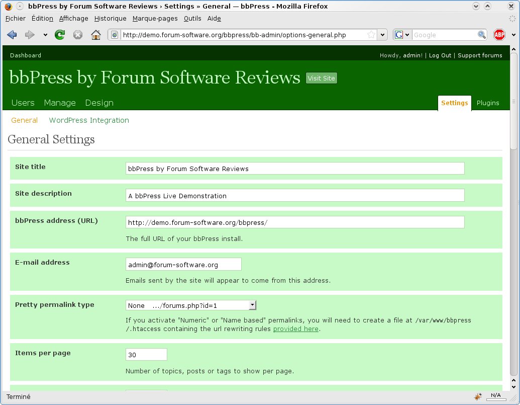 bbPress Forum Settings